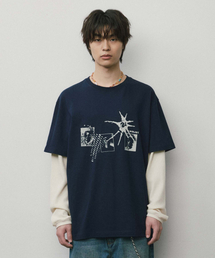 WMC（ダブリューエムシー）の「クルーネックレイヤードロングスリーブ_NAVY（Tシャツ/カットソー）」
