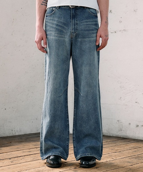 articulated narrow flared denim pants / アーティキュレイテッド