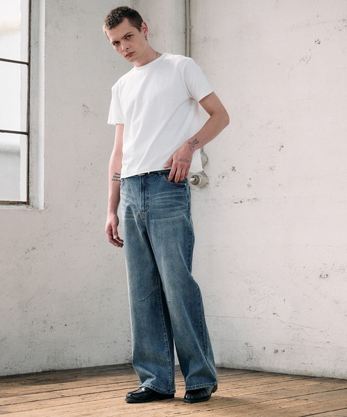 Regen Glanz(レーゲングランツ)の「articulated narrow flared denim pants / アーティキュレイテッドナローフレアデニムパンツ(デニムパンツ・メンズ・ライトインディゴブルー/ブラック・LARGE/MEDIUM/SMALL)」の12枚目の写真
