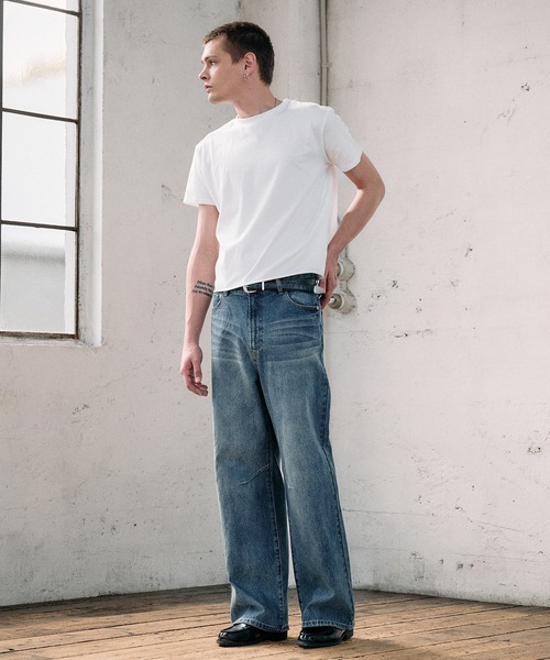 Regen Glanz(レーゲングランツ)の「articulated narrow flared denim pants / アーティキュレイテッドナローフレアデニムパンツ(デニムパンツ・メンズ・ライトインディゴブルー/ブラック・LARGE/MEDIUM/SMALL)」の10枚目の写真