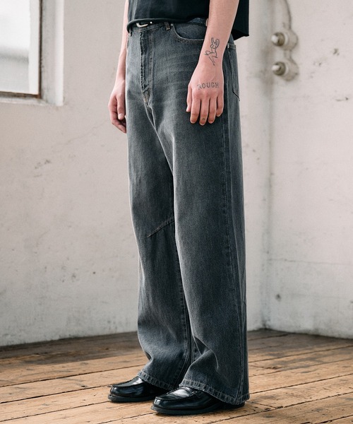 articulated narrow flared denim pants / アーティキュレイテッド