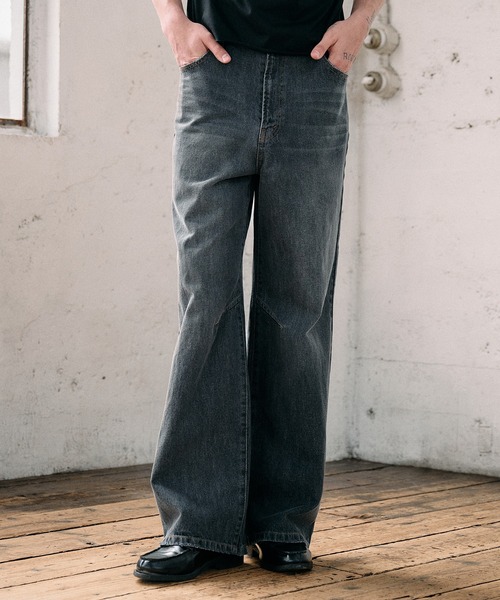 articulated narrow flared denim pants / アーティキュレイテッド