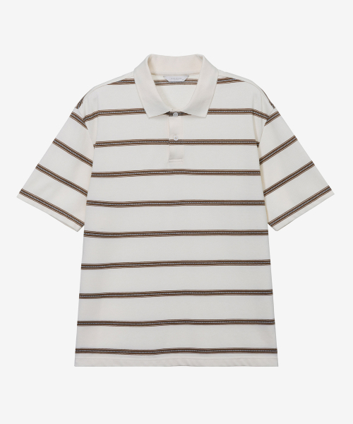 MINDBRIDGE(マインドブリッジ)の「ピンストライプセミオーバーフィットカラー半袖Tシャツ - 2カラー(ポロシャツ・メンズ・グリーン/キャメル・95/100/105/110)」の11枚目の写真