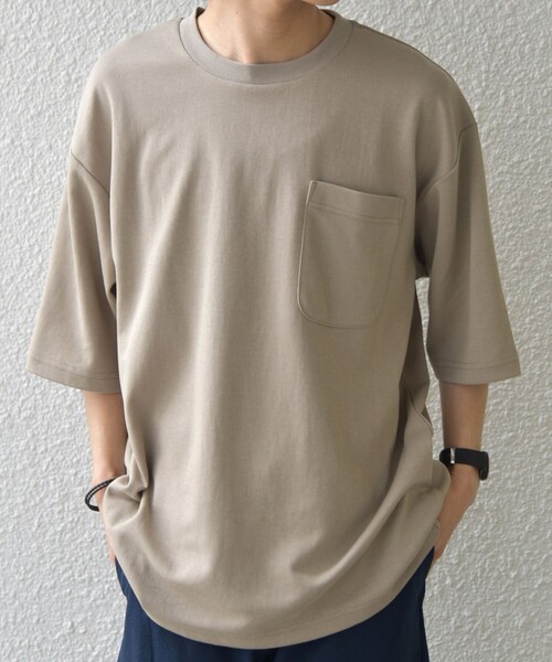 SHIPS any(シップス エニィ)の「SHIPS any:〈接触冷感〉COOL TOUCH スムース リラックス ポケット Tシャツ 26SS◇(Tシャツ/カットソー・メンズ・チャコールグレー/ホワイト/ネイビー/ベージュ/ブラック・MEDIUM/X-LARGE/LARGE)」の4枚目の写真