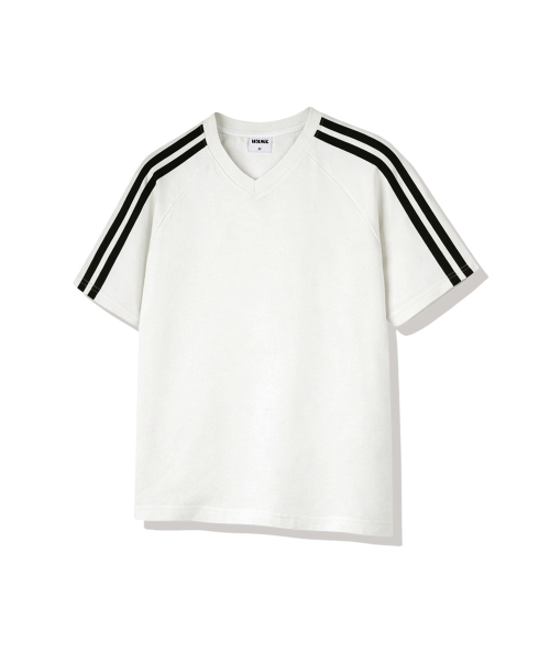 WANIL（ウェニール）の「ハンナトラックVネック半袖Tシャツ4カラー[WASV_1501]（Tシャツ/カットソー・レディース・ピンク/ネイビー/アイボリー/ブラック・SMALL/MEDIUM/LARGE/X-LARGE）」の5枚目の写真