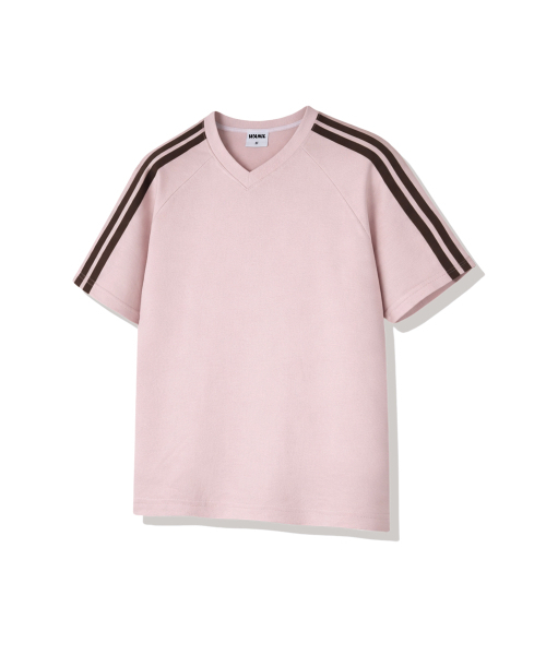 WANIL（ウェニール）の「ハンナトラックVネック半袖Tシャツ4カラー[WASV_1501]（Tシャツ/カットソー・レディース・ピンク/ネイビー/アイボリー/ブラック・SMALL/MEDIUM/LARGE/X-LARGE）」の6枚目の写真