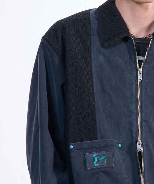 VI E DIT(ヴィエディット)の「Lace Detroit Jacket/レースデトロイトジャケット(ブルゾン・メンズ・カーキ/ブラック・2/1)」の7枚目の写真