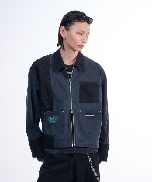 VI E DIT(ヴィエディット)の「Lace Detroit Jacket/レースデトロイトジャケット(ブルゾン・メンズ・カーキ/ブラック・2/1)」の16枚目の写真