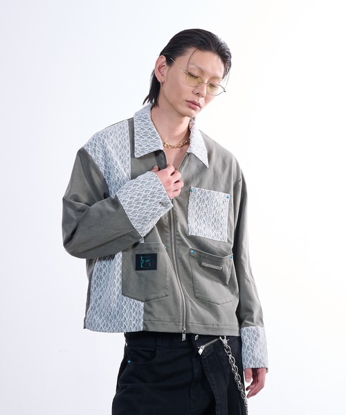 VI E DIT(ヴィエディット)の「Lace Detroit Jacket/レースデトロイトジャケット(ブルゾン・メンズ・カーキ/ブラック・2/1)」の18枚目の写真