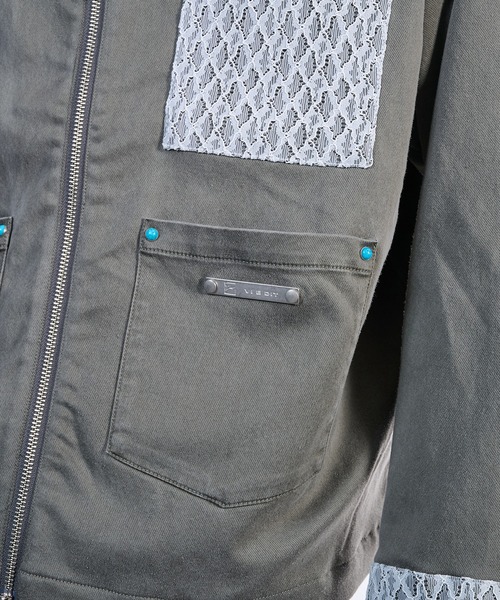 VI E DIT(ヴィエディット)の「Lace Detroit Jacket/レースデトロイトジャケット(ブルゾン・メンズ・カーキ/ブラック・2/1)」の14枚目の写真