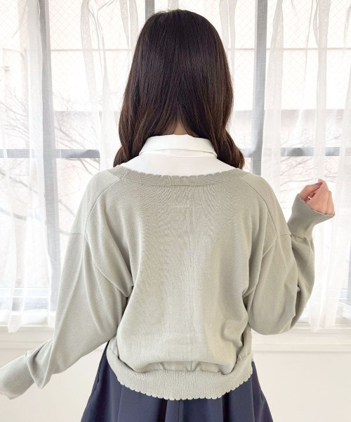 F i.n.t(フィント)の「【UVカット】ガラス風マーガレット釦ニットカーディガン/fint フィント(カーディガン/ボレロ・レディース・ライトグリーン/ネイビー/レッド/アイボリー・FREE)」の7枚目の写真