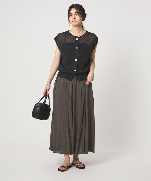 green label relaxing(グリーンレーベルリラクシング)の「ボイル パネル フレア スカート(スカート・レディース・ホワイト/ブラック/ブラウン系・FREE)」の6枚目の写真