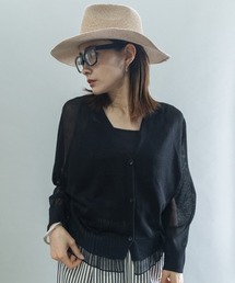 裾チュール シアーニットカーデ