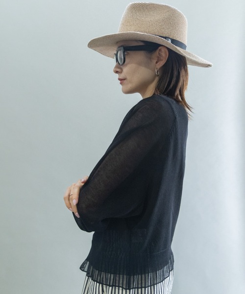 lodie（ロディ）の「裾チュール　シアーニットカーデ（カーディガン/ボレロ・レディース・グリーン/ブラック/オフホワイト/グレー/レッド・FREE）」の13枚目の写真