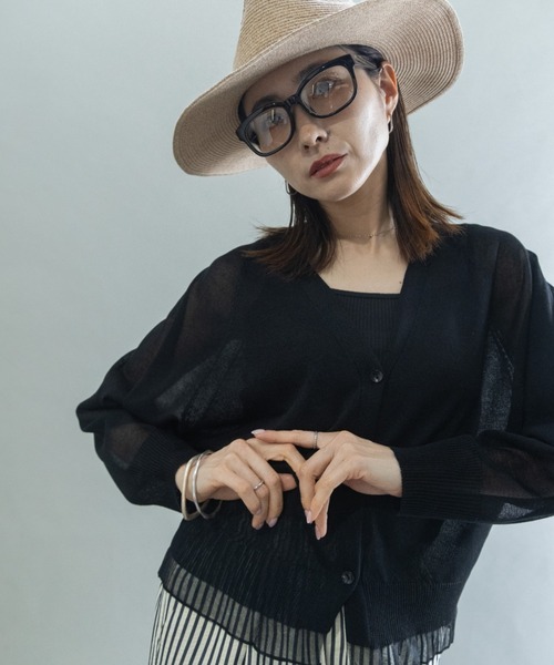 lodie（ロディ）の「裾チュール　シアーニットカーデ（カーディガン/ボレロ・レディース・グリーン/ブラック/オフホワイト/グレー/レッド・FREE）」の12枚目の写真