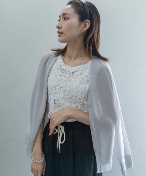 lodie（ロディ）の「裾チュール　シアーニットカーデ（カーディガン/ボレロ・レディース・グリーン/ブラック/オフホワイト/グレー/レッド・FREE）」の18枚目の写真