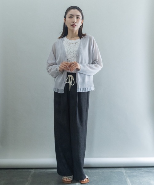 lodie（ロディ）の「裾チュール　シアーニットカーデ（カーディガン/ボレロ・レディース・グリーン/ブラック/オフホワイト/グレー/レッド・FREE）」の19枚目の写真