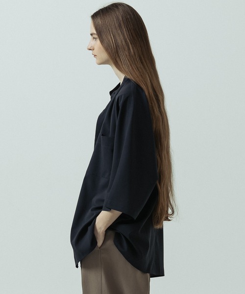 SLICK(スリック)の「【SLICK/スリック】Linen Like Fabric Dolman Sleeve Shirt/リネンライクファブリックドルマンスリーブシャツ(シャツ/ブラウス・メンズ・ベージュ/チャコールグレー/ネイビー/サックスブルー・1/2/3)」の3枚目の写真
