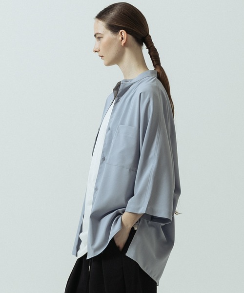 SLICK(スリック)の「【SLICK/スリック】Linen Like Fabric Dolman Sleeve Shirt/リネンライクファブリックドルマンスリーブシャツ(シャツ/ブラウス・メンズ・ベージュ/チャコールグレー/ネイビー/サックスブルー・1/2/3)」の4枚目の写真