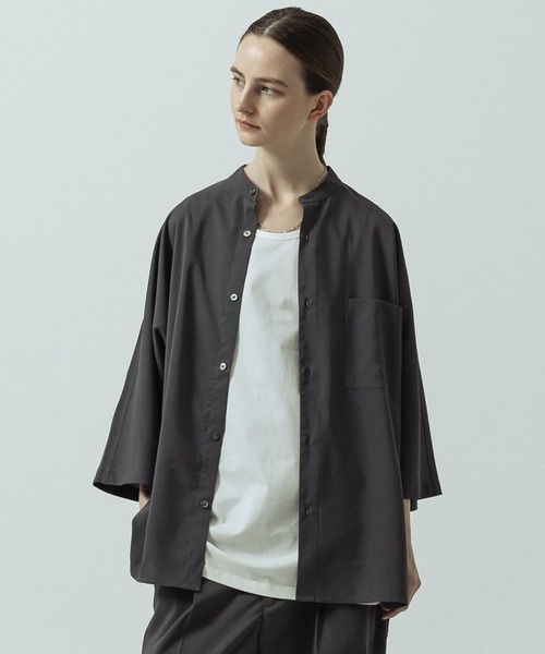 SLICK(スリック)の「【SLICK/スリック】Linen Like Fabric Dolman Sleeve Shirt/リネンライクファブリックドルマンスリーブシャツ(シャツ/ブラウス・メンズ・ベージュ/チャコールグレー/ネイビー/サックスブルー・1/2/3)」の1枚目の写真