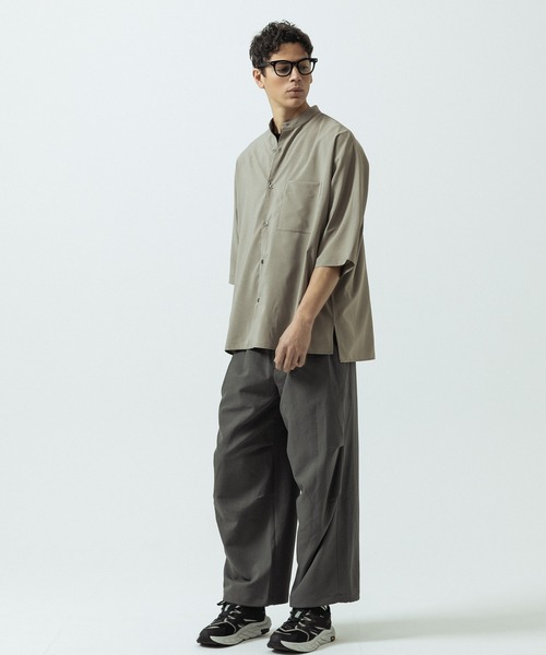 SLICK(スリック)の「【SLICK/スリック】Linen Like Fabric Dolman Sleeve Shirt/リネンライクファブリックドルマンスリーブシャツ(シャツ/ブラウス・メンズ・ベージュ/チャコールグレー/ネイビー/サックスブルー・1/2/3)」の5枚目の写真