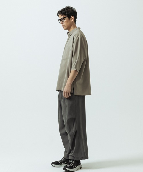 SLICK(スリック)の「【SLICK/スリック】Linen Like Fabric Dolman Sleeve Shirt/リネンライクファブリックドルマンスリーブシャツ(シャツ/ブラウス・メンズ・ベージュ/チャコールグレー/ネイビー/サックスブルー・1/2/3)」の6枚目の写真