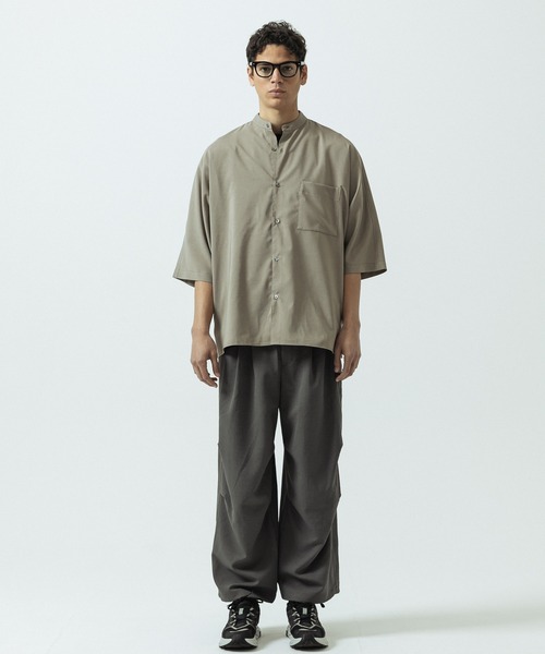 SLICK(スリック)の「【SLICK/スリック】Linen Like Fabric Dolman Sleeve Shirt/リネンライクファブリックドルマンスリーブシャツ(シャツ/ブラウス・メンズ・ベージュ/チャコールグレー/ネイビー/サックスブルー・1/2/3)」の8枚目の写真