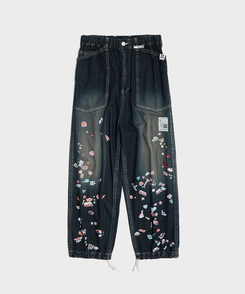 MIHARAYASUHIRO ドッキング スキニーブラックデニムパンツ MIHARAYASUHIRO/ミハラヤスヒロ】BAKER JEANS w STICKER（デニムパンツ