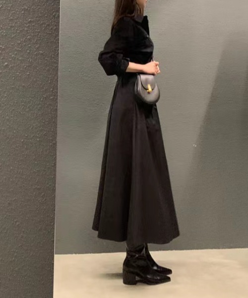 FAVORITO(ファヴォリート)の「襟付き長袖ワンピース(ワンピース・レディース・モカ/ブラック・F)」の16枚目の写真