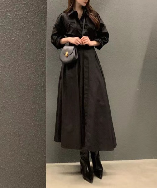 FAVORITO(ファヴォリート)の「襟付き長袖ワンピース(ワンピース・レディース・モカ/ブラック・F)」の17枚目の写真