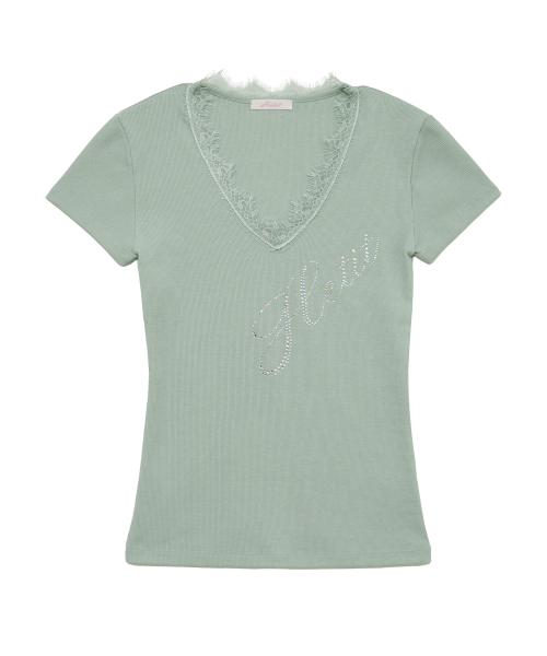 HETIT(ヘティ)の「レースロゴ半袖Tシャツ(ミント)(Tシャツ/カットソー・レディース・その他・FREE)」の1枚目の写真