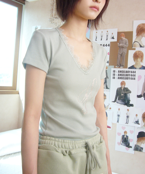 HETIT(ヘティ)の「レースロゴ半袖Tシャツ(ミント)(Tシャツ/カットソー・レディース・その他・FREE)」の5枚目の写真