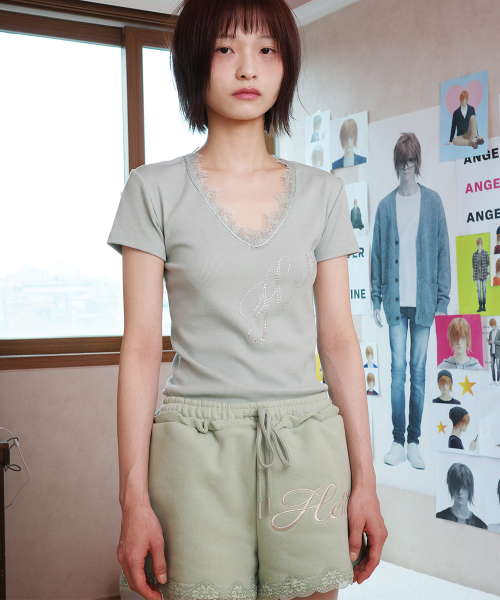 HETIT(ヘティ)の「レースロゴ半袖Tシャツ(ミント)(Tシャツ/カットソー・レディース・その他・FREE)」の6枚目の写真