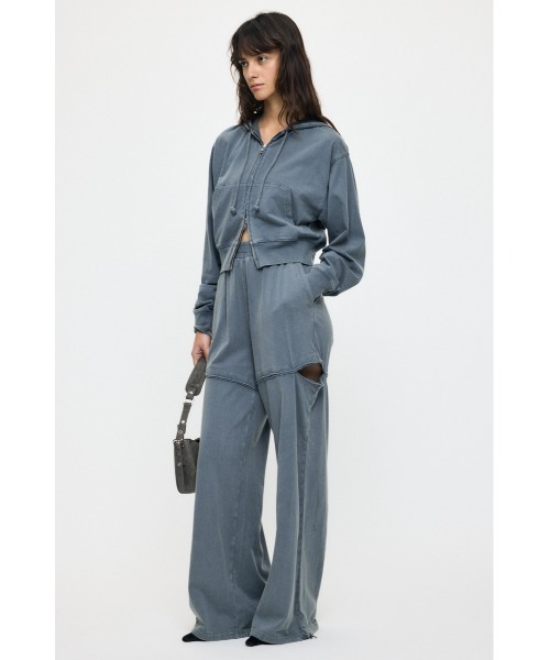 MOUSSY(マウジー)の「【セットアップ対応】GARMENT スウェットパンツ(スウェットパンツ・レディース・ブルー/ライトブラック・1/2)」の4枚目の写真