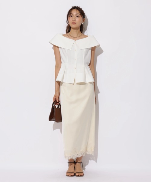 JUSGLITTY(ジャスグリッティー)の「ショートペプラムジレブラウス(シャツ/ブラウス・レディース・ブラック/オフホワイト・2/1)」の13枚目の写真