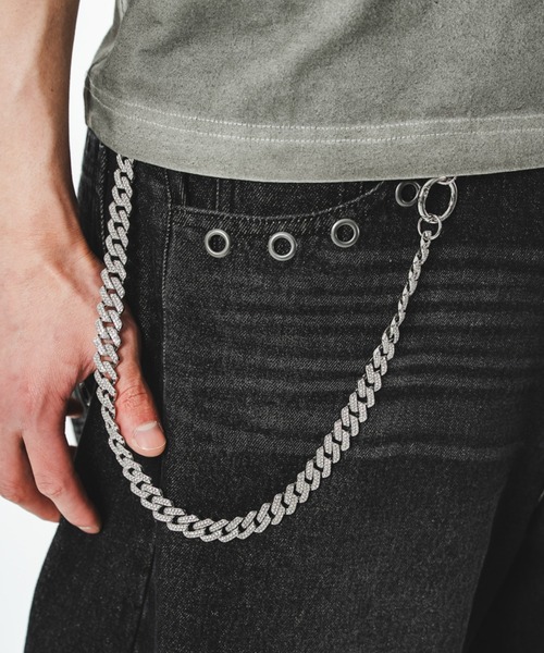 SHORT ROUND(ショートラウンド)の「SHORT ROUND/ラインストーンキューバンウォレットチェーン(ウォレットチェーン・メンズ・シルバー/ゴールド・FREE)」の10枚目の写真