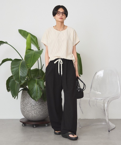 AMERICAN HOLIC(アメリカンホリック)の「ウエストドロストソフトバルーンパンツ(その他パンツ・レディース・ブラック/ベージュ/グレー・L/M)」の4枚目の写真