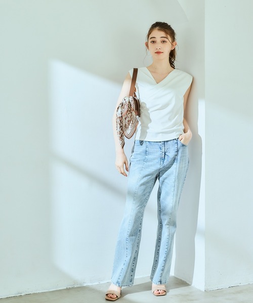 12Twelve Agenda(トゥエルブ アジェンダ)の「撥水アシメタックVネックカットソープルオーバー(Tシャツ/カットソー・レディース・ブラウン/ブラック/ピンク・M)」の22枚目の写真