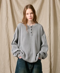 HENRY NECK PIGMENT WAFFLE LONG TEE / ヘンリーネックピグメント