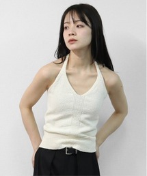 ALLシーズン着用可 ストレッチブークレ ホルターキャミ STRETCH BOUCLE HALTER CAMISOLE