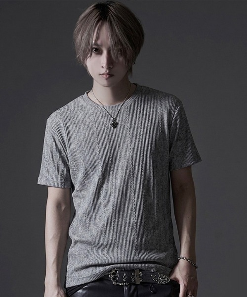CavariA(キャバリア)の「『CavariA/キャバリア』汚し加工ジグザグケーブル半袖クルーネックTEE(Tシャツ/カットソー・メンズ・グレー/ネイビー/ブラック・L/XL/M)」の10枚目の写真