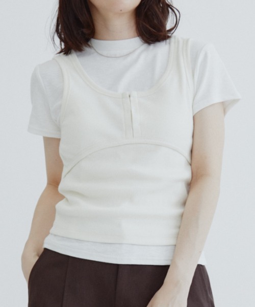 ANF.MUU(アンフムー)の「ソフトスラブジャージーTシャツ(Tシャツ/カットソー・レディース・ネイビー/イエロー/ブラック/ホワイト・FREE)」の2枚目の写真
