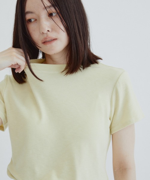 ANF.MUU(アンフムー)の「ソフトスラブジャージーTシャツ(Tシャツ/カットソー・レディース・ネイビー/イエロー/ブラック/ホワイト・FREE)」の1枚目の写真
