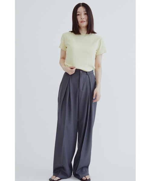 ANF.MUU(アンフムー)の「ソフトスラブジャージーTシャツ(Tシャツ/カットソー・レディース・ネイビー/イエロー/ブラック/ホワイト・FREE)」の10枚目の写真