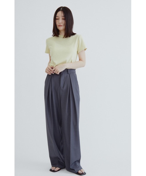 ANF.MUU(アンフムー)の「ソフトスラブジャージーTシャツ(Tシャツ/カットソー・レディース・ネイビー/イエロー/ブラック/ホワイト・FREE)」の9枚目の写真