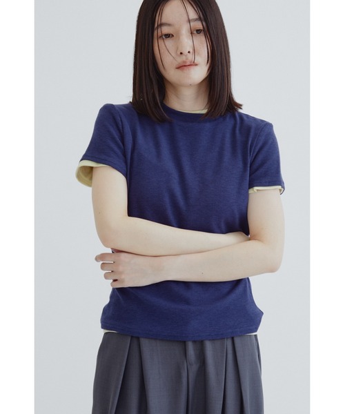 ANF.MUU(アンフムー)の「ソフトスラブジャージーTシャツ(Tシャツ/カットソー・レディース・ネイビー/イエロー/ブラック/ホワイト・FREE)」の5枚目の写真