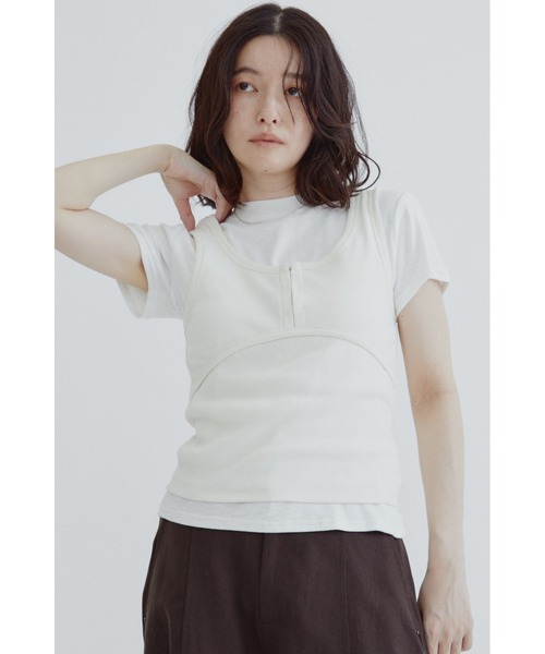 ANF.MUU(アンフムー)の「ソフトスラブジャージーTシャツ(Tシャツ/カットソー・レディース・ネイビー/イエロー/ブラック/ホワイト・FREE)」の18枚目の写真