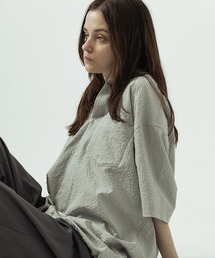 SLICK | 【ZOZO限定】SLICK/スリック/Seersucker Gingham Check Drawstring Short Sleeve Shirt/シアサッカーギンガムチェックドローストリングショートスリーブシャツ(シャツ/ブラウス)
