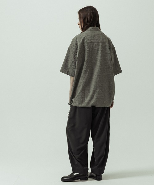 SLICK(スリック)の「【ZOZO限定】SLICK/スリック/Seersucker Gingham Check Drawstring Short Sleeve Shirt/シアサッカーギンガムチェックドローストリングショートスリーブシャツ(シャツ/ブラウス・メンズ・ライトグレー/ブラック/カーキ・1/2/3)」の9枚目の写真
