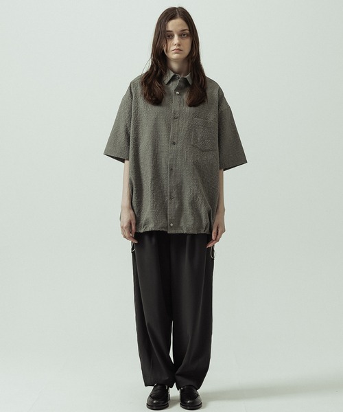 SLICK(スリック)の「【ZOZO限定】SLICK/スリック/Seersucker Gingham Check Drawstring Short Sleeve Shirt/シアサッカーギンガムチェックドローストリングショートスリーブシャツ(シャツ/ブラウス・メンズ・ライトグレー/ブラック/カーキ・1/2/3)」の10枚目の写真